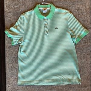 Men’s Green Striped Lacoste Polo